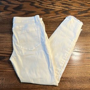 White jeans- stretchy with frayed bottoms